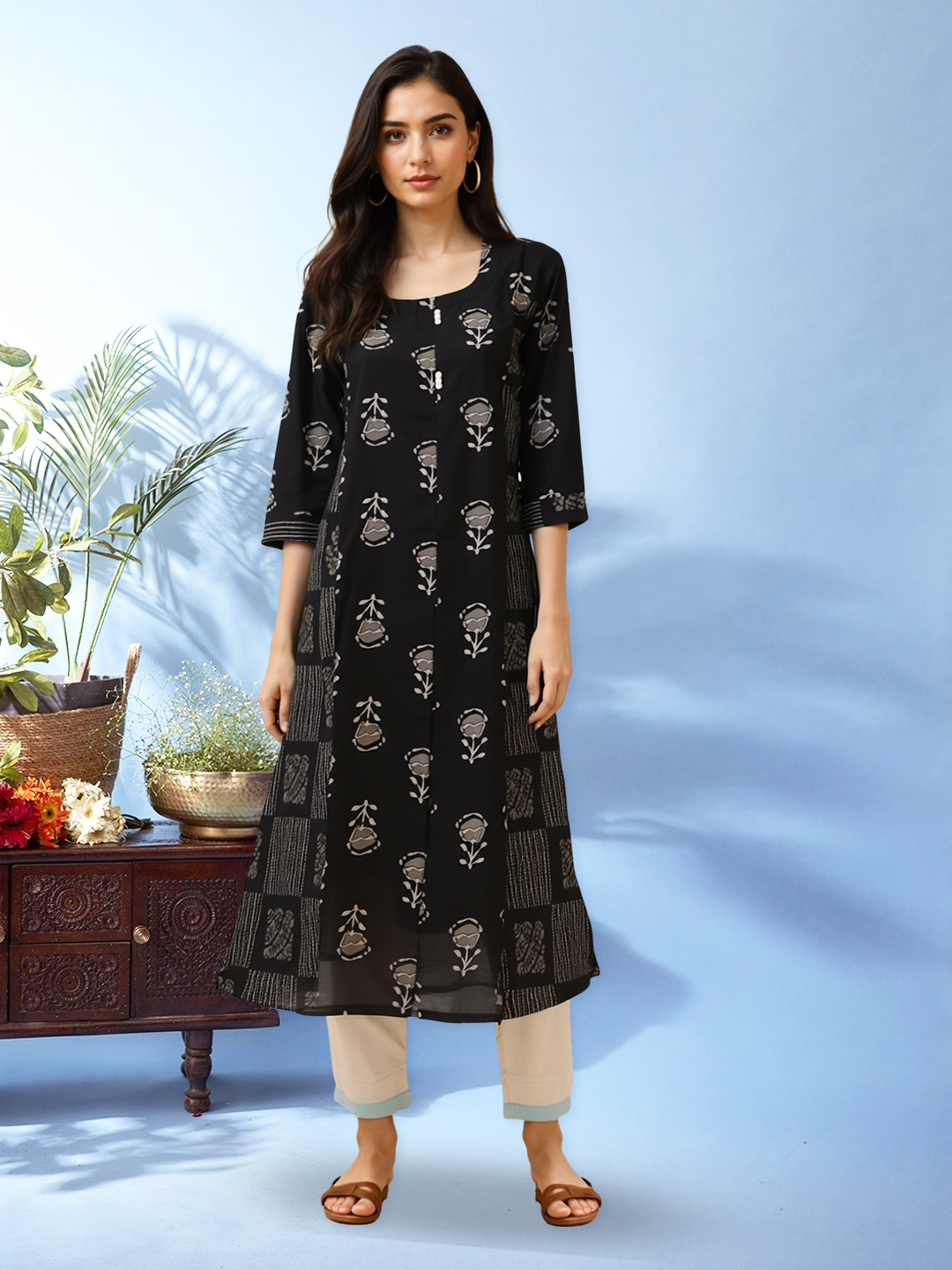 Picture of Effortless Elegance in Every Step Printed A-line Kurta